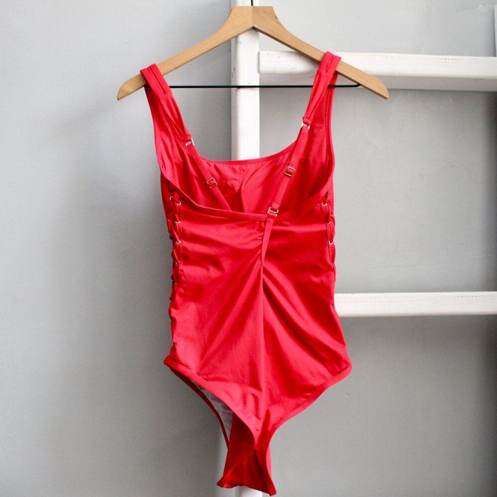 La Blanca L8446 Women's Red Flame Tied and True One-Piece Swimsuit Size XL - Picture 5 of 9
